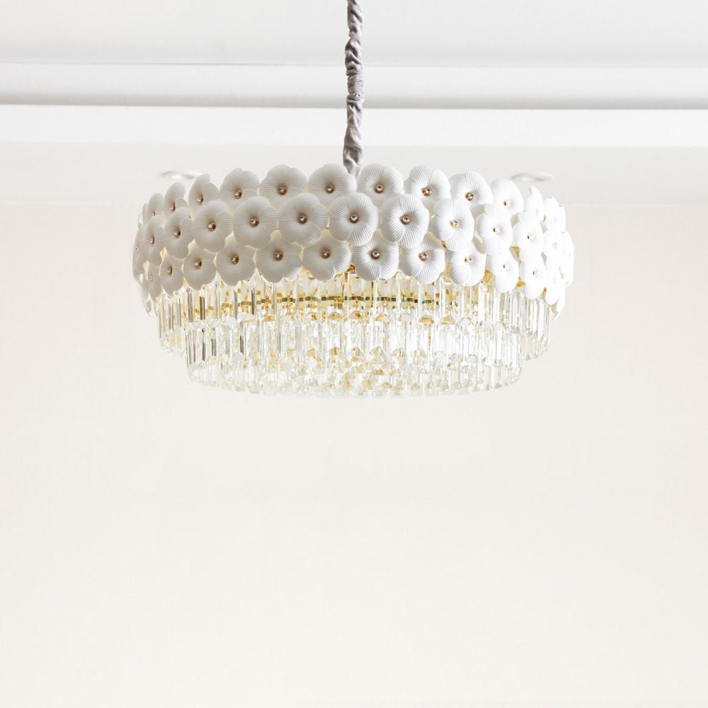 Ibtisam Crystal Chandelier-600xH280-White