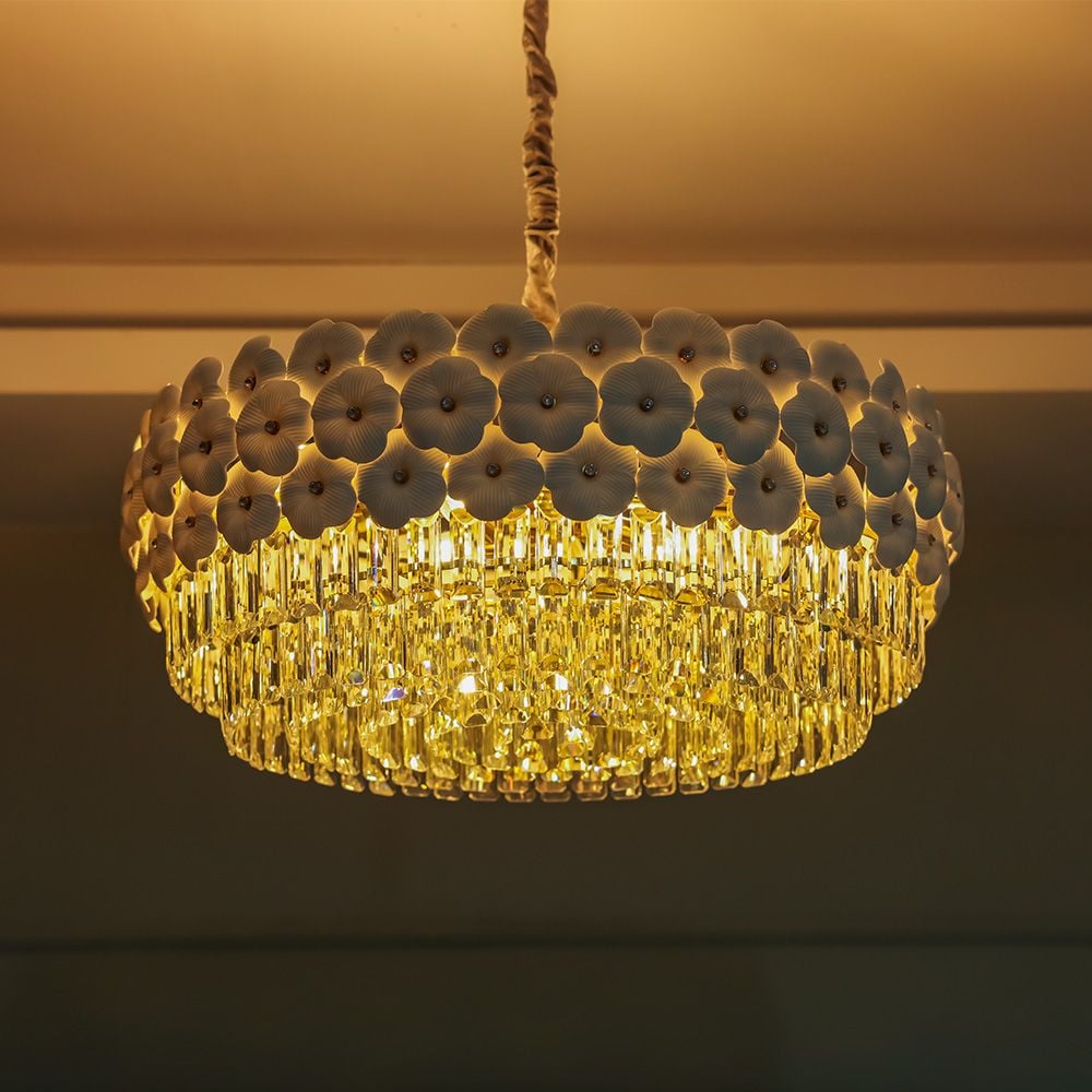Ibtisam Crystal Chandelier-600xH280-White