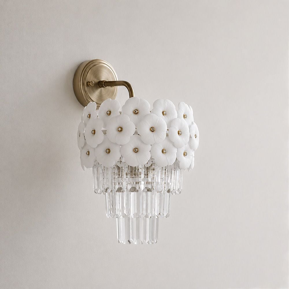 Ibtisam Crystal Wall Sconce – Crystal & Metal – White – Dia 330x H 380 mm