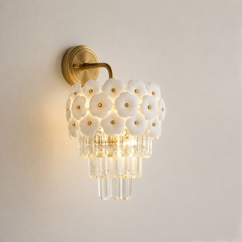 Ibtisam Crystal Wall Sconce – Crystal & Metal – White – Dia 330x H 380 mm