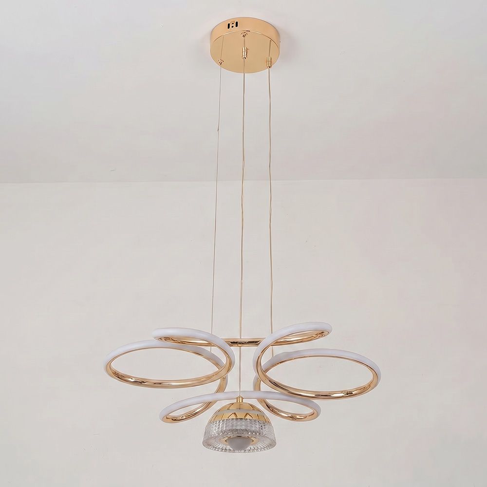 Elinor LED Chandelier – Metal – Gold – 3-Color Dimmable – 60 cm