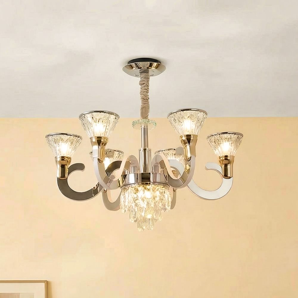 Casablanca LED Crystal Chandelier – Crystal & Metal – Chrome  –  3-Color Dimmable with Remote – 80 cm