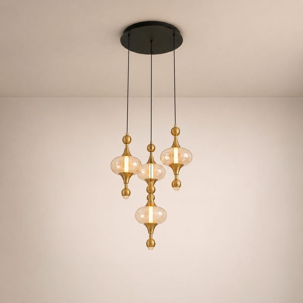 Gloss 5-Pc Pendant Lamp Set  – Metal – Brass Gold