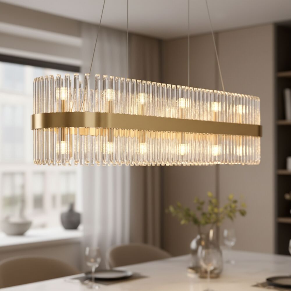 Nairobi 20 Light Glass chandelier 100cm -Gold