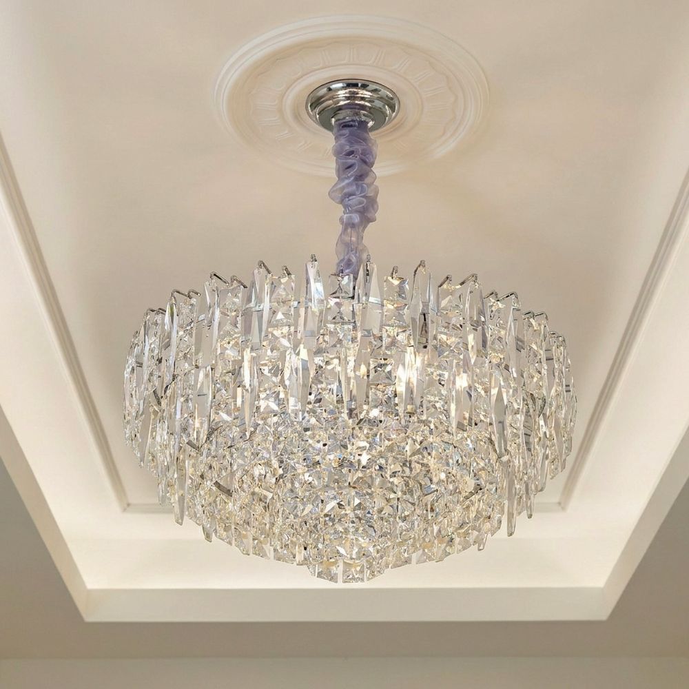Amira 12 Lights Crystal Chandelier 60cm-Chrome