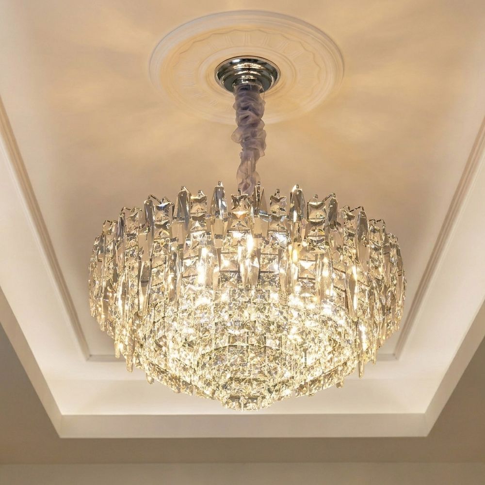 Amira 12 Lights Crystal Chandelier 60cm-Chrome