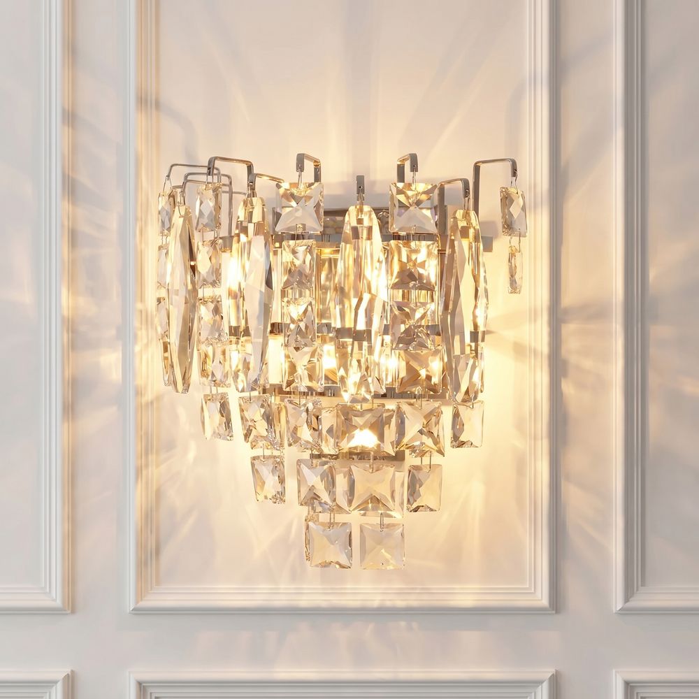 Amira Wall Lamp – Crystal & Metal – Chrome 