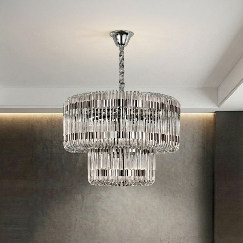 Damas 11 Lights Glass Chandelier 60Cm-Chrome