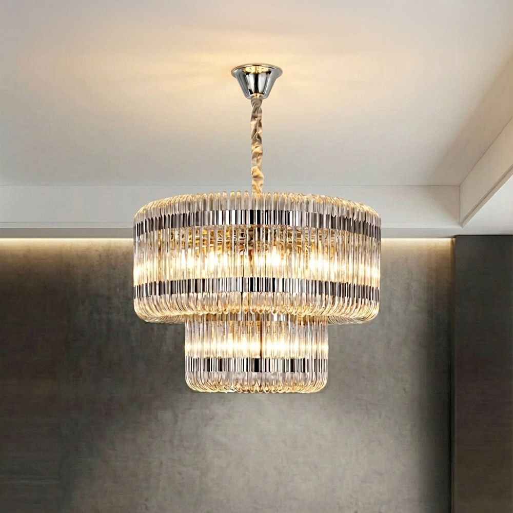 Damas 11 Lights Glass Chandelier 60Cm-Chrome