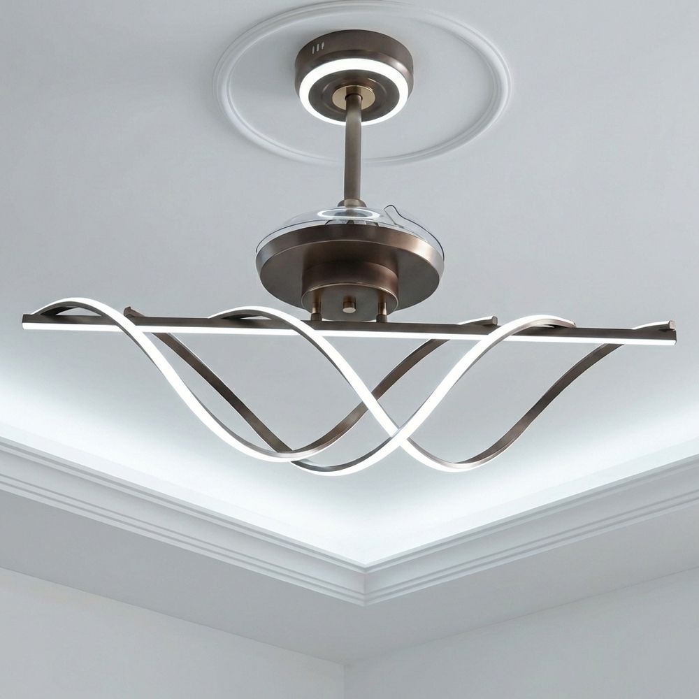 Diana Ceiling Fan Light – Iron & Aluminum – Champagne Gold – 80 cm