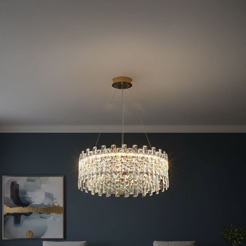 Reema LED Crystal Chandelier With 3 Color Dimmable Light 60cm-Chrome