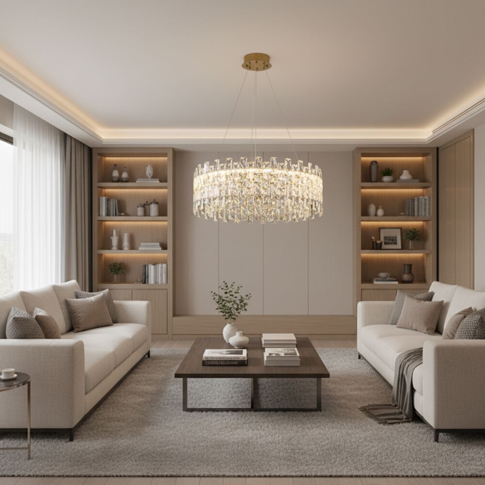 Reema LED Crystal Chandelier With 3 Color Dimmable Light 60cm-Chrome