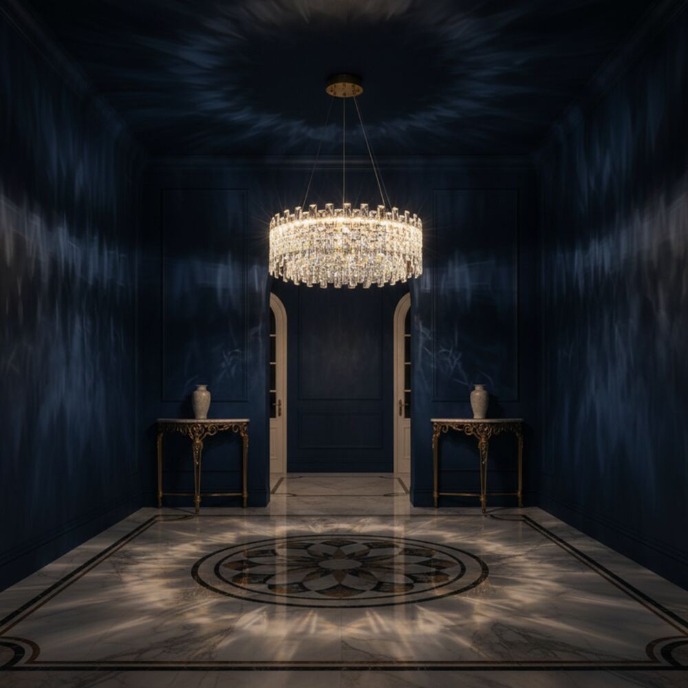 Reema LED Crystal Chandelier With 3 Color Dimmable Light 60cm-Chrome