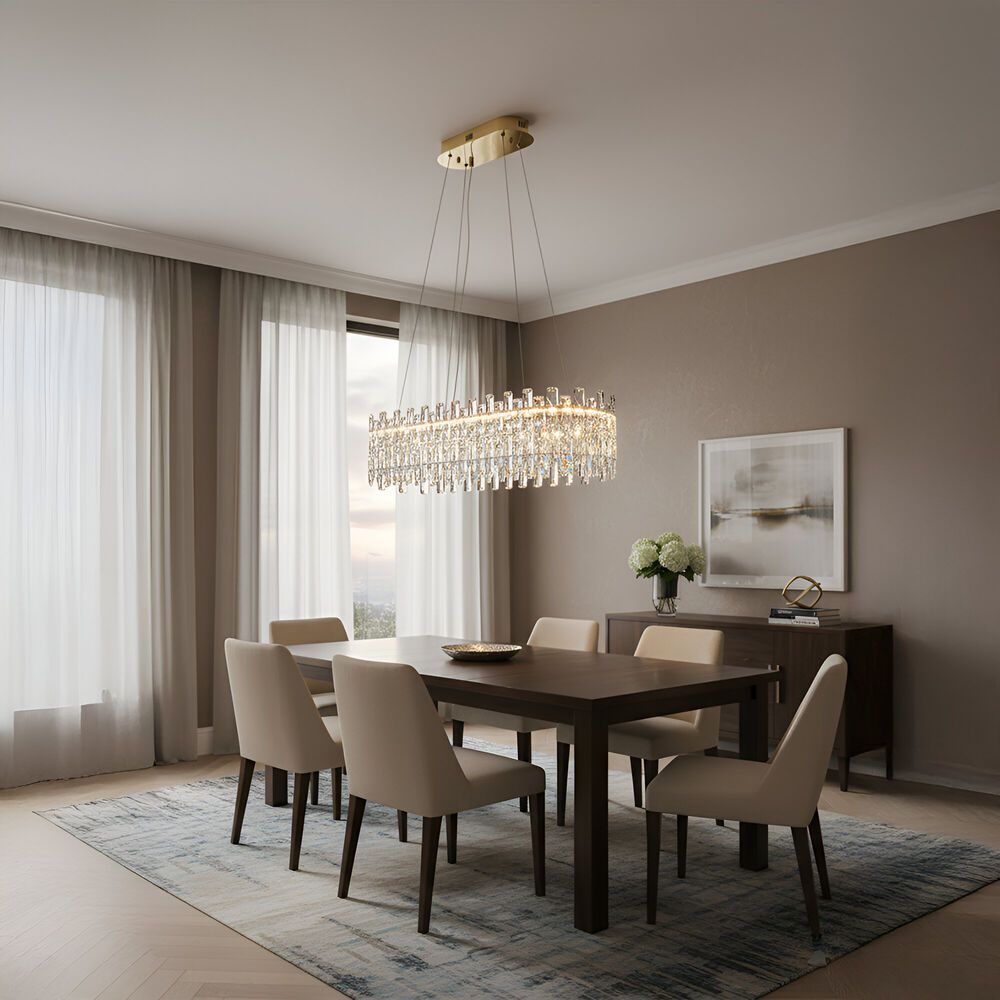 Reema LED Crystal Chandelier With 3 Color Dimmable Light 100cm-Chrome