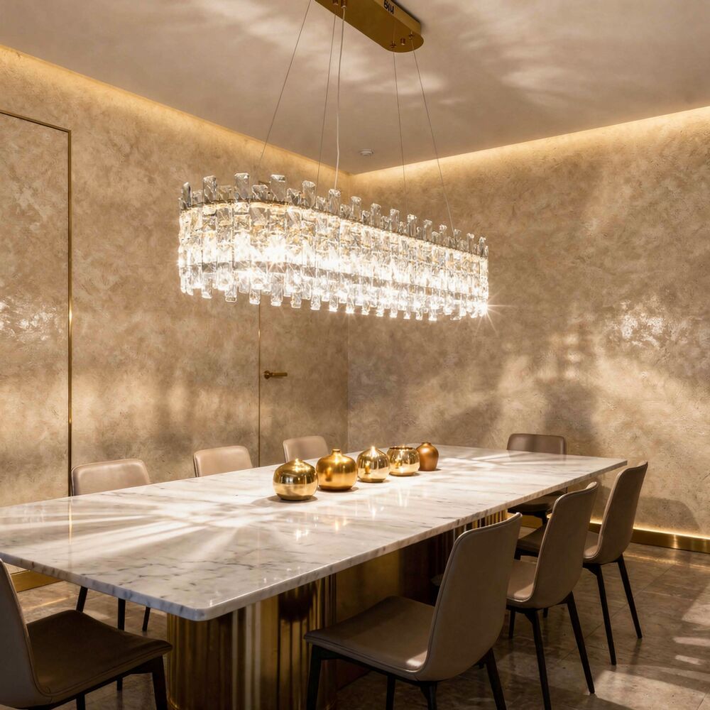 Reema LED Crystal Chandelier With 3 Color Dimmable Light 100cm-Chrome