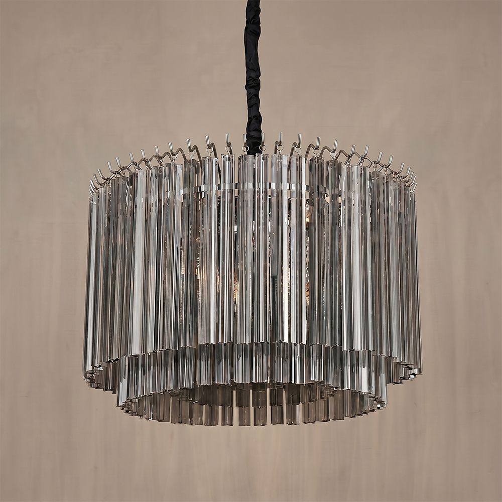 Cindy Glass Chandelier – Glass & Metal – Smoke – 60 cm