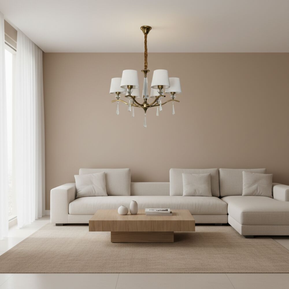 Bushra Classic 5 Light Chandeleir -Copper gold