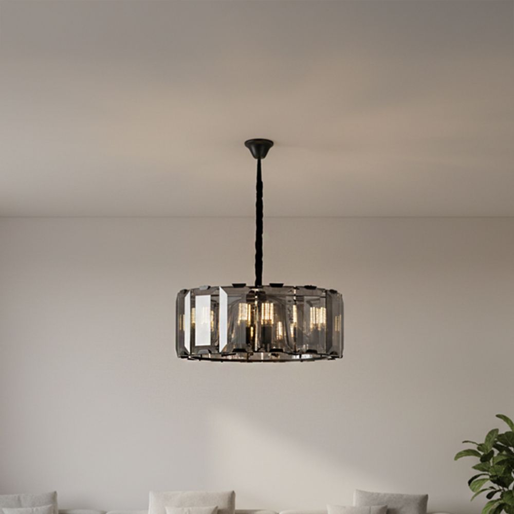 Oslo 12 Light Glass chandelier 60cm -Smoke glass