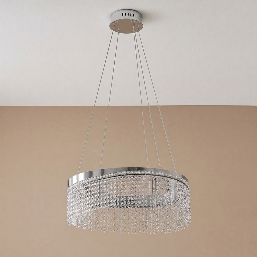 Misba LED Crystal Chandelier 3-Color Dimmable Light 60cm-Chrome