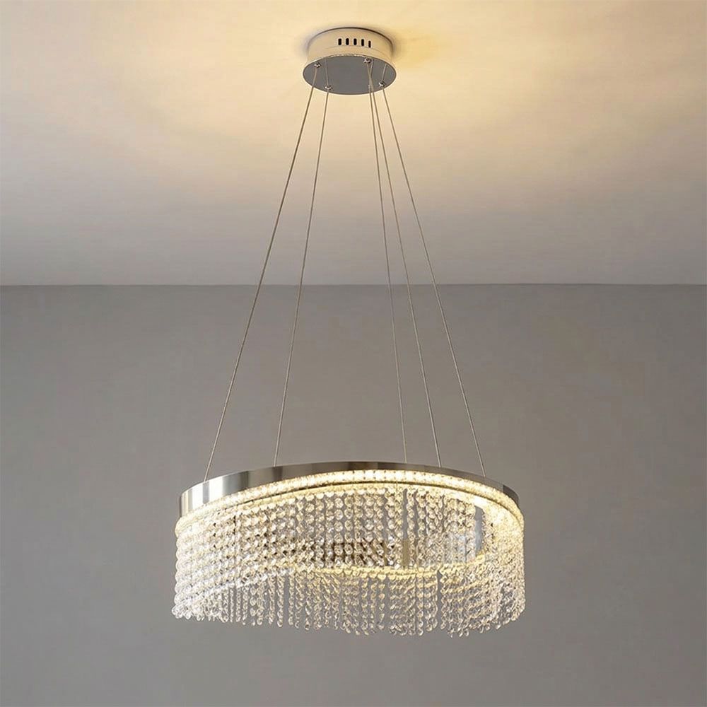 Misba LED Crystal Chandelier 3-Color Dimmable Light 60cm-Chrome