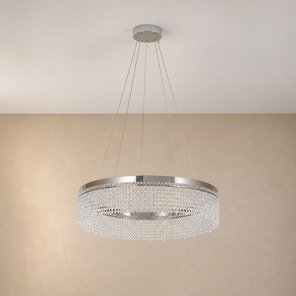 Misba LED Crystal Chandelier 3-Color Dimmable Light 80cm-Chrome