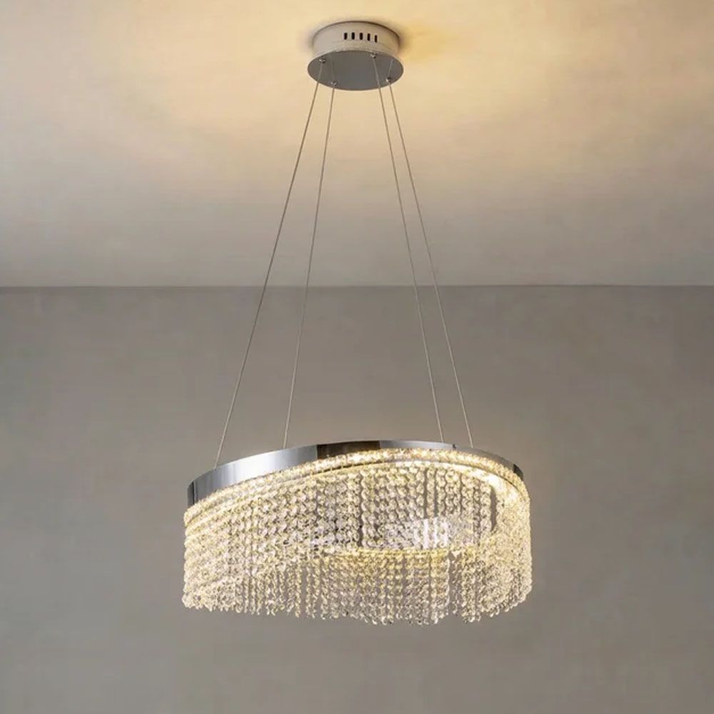Misba LED Crystal Chandelier 3-Color Dimmable Light 80cm-Chrome