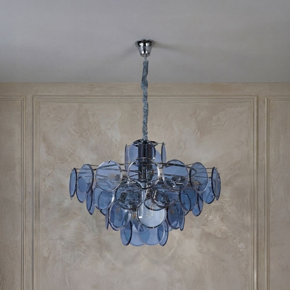 Bergamo 12 Lights Modern Glass Chandelier-Smoke Grey