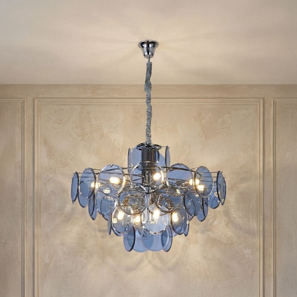 Bergamo 12 Lights Modern Glass Chandelier-Smoke Grey