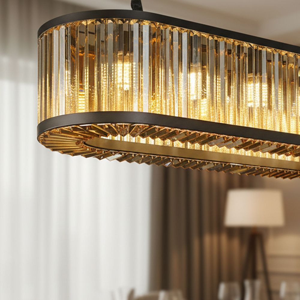 Rivoli 12 Lights Crystal Chandelier 100cm-Amber Black