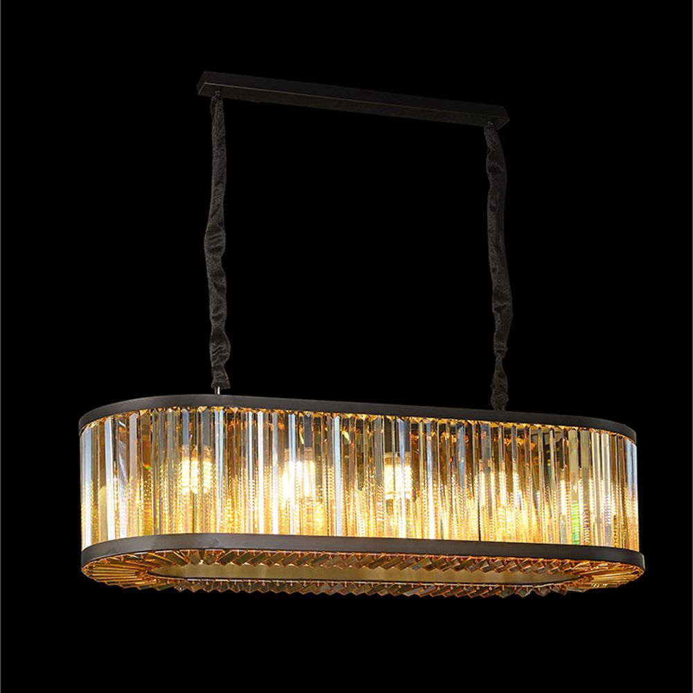 Rivoli 12 Lights Crystal Chandelier 100cm-Amber Black
