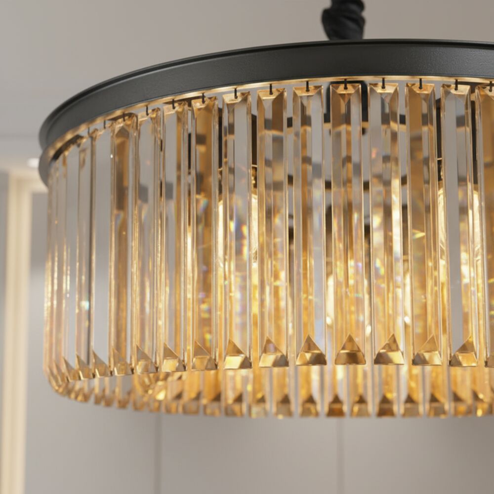 Rivoli 6 Lights Crystal Chandelier 60cm-Amber Black