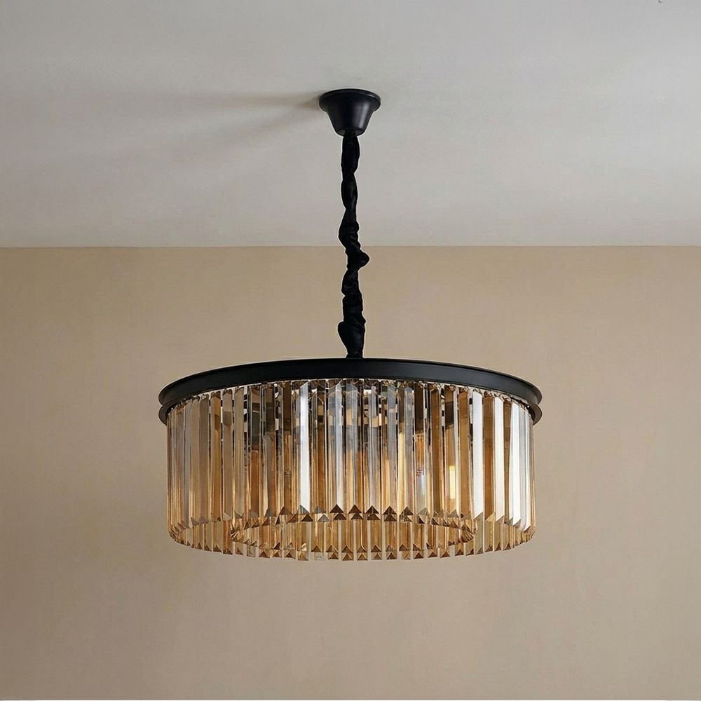 Rivoli 6 Lights Crystal Chandelier 60cm-Amber Black