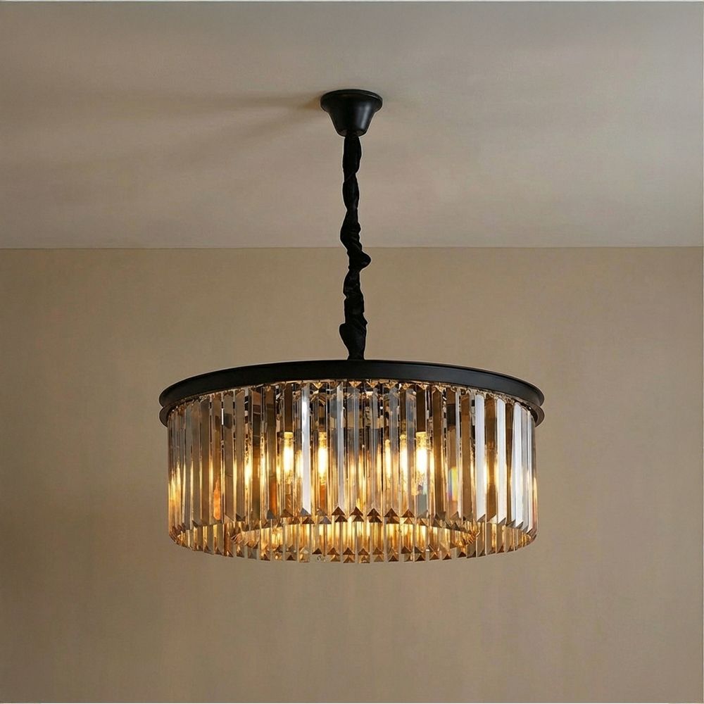 Rivoli 6 Lights Crystal Chandelier 60cm-Amber Black