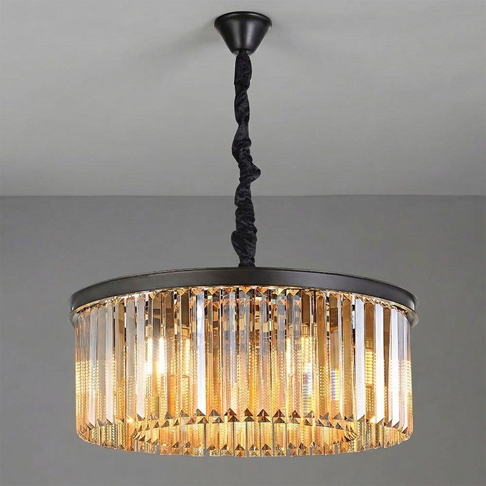 Rivoli 12-Light Crystal Chandelier – Crystal & Metal – Amber/Black – 80 cm