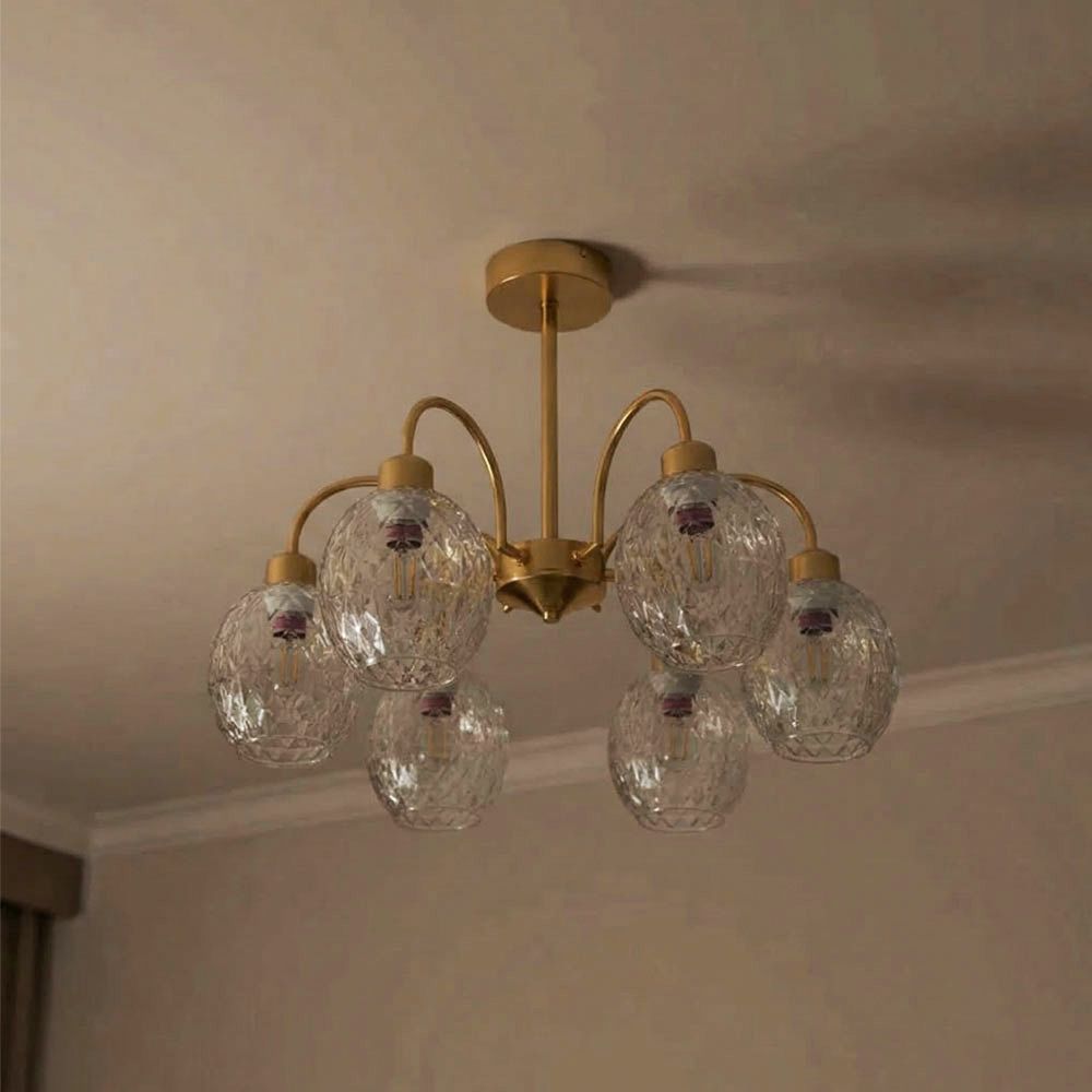 Monza 6-Light Modern Chandelier – Glass & Metal – Black/Gold – 60 cm