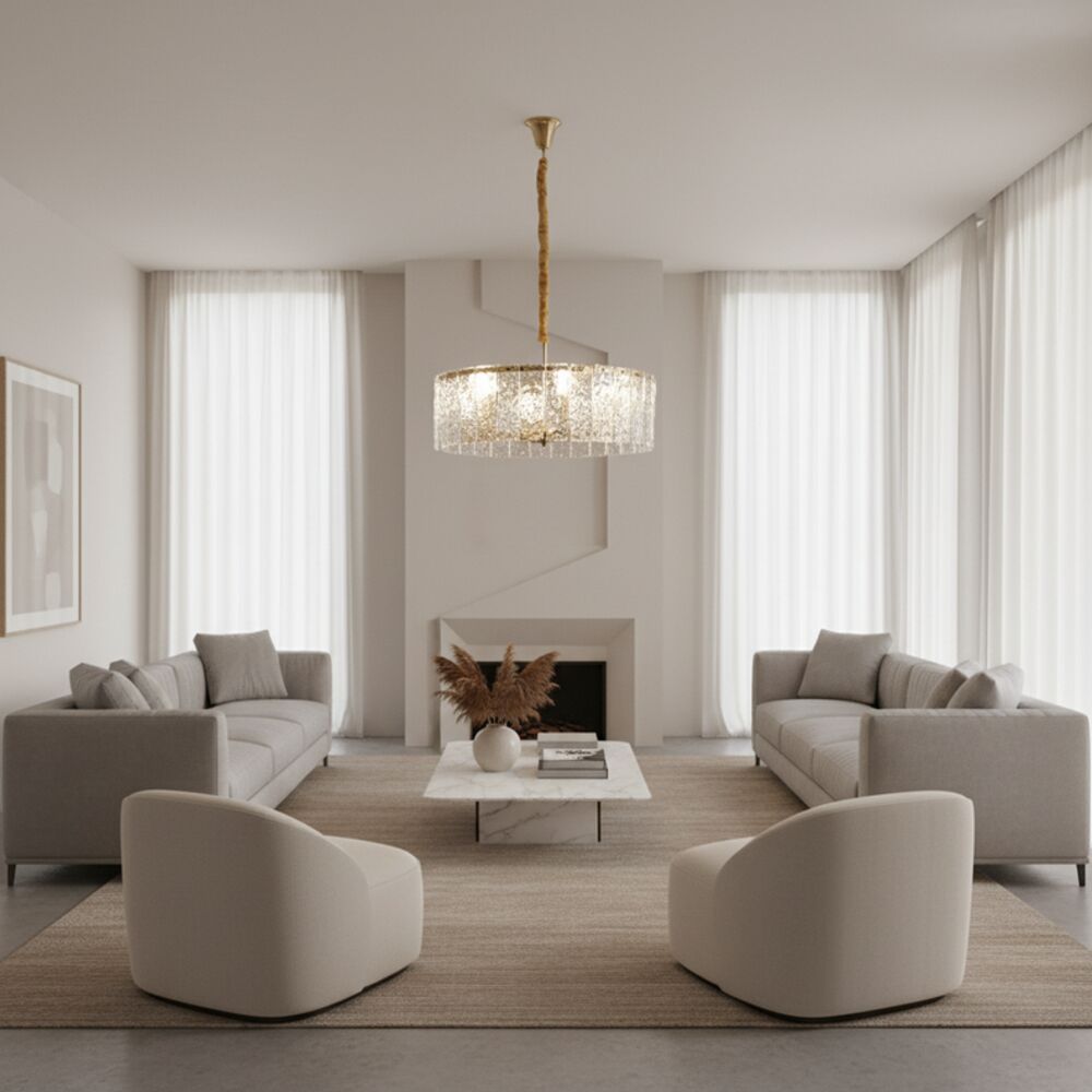 Spencer Modern Glass Chandelier 60cm- Copper Gold