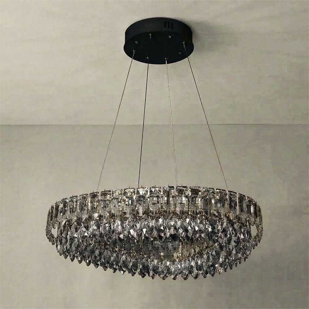 Pearl LED Crystal Chandelier 3-Color Dimmable Lights 60cm-Chrome
