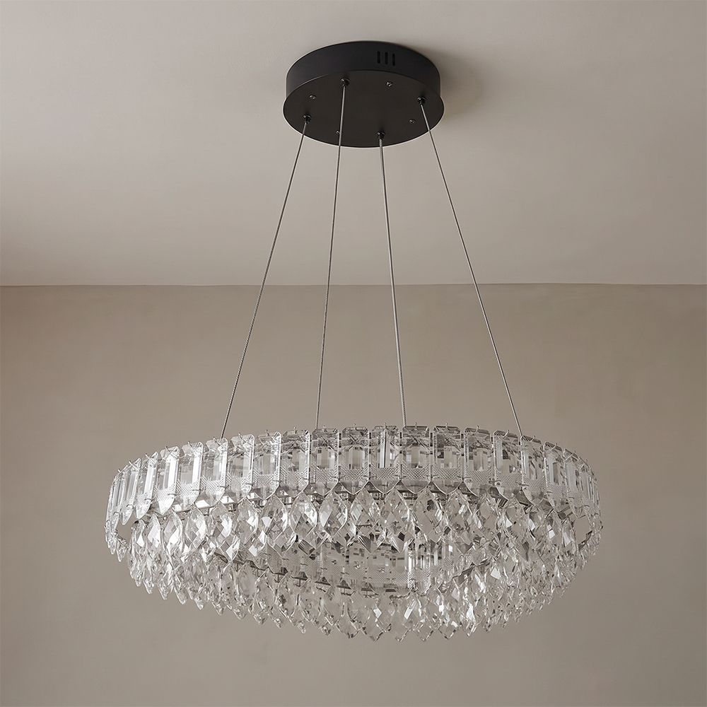 Pearl LED Crystal Chandelier 3-Color Dimmable Lights 60cm-Chrome
