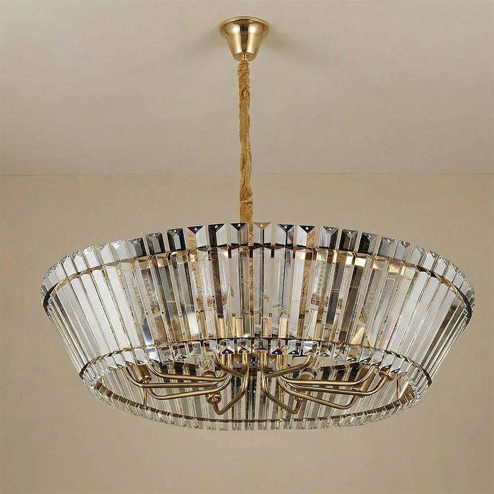 Maeve 10 Lights Modern Crystal Chandelier 75cm - Gold