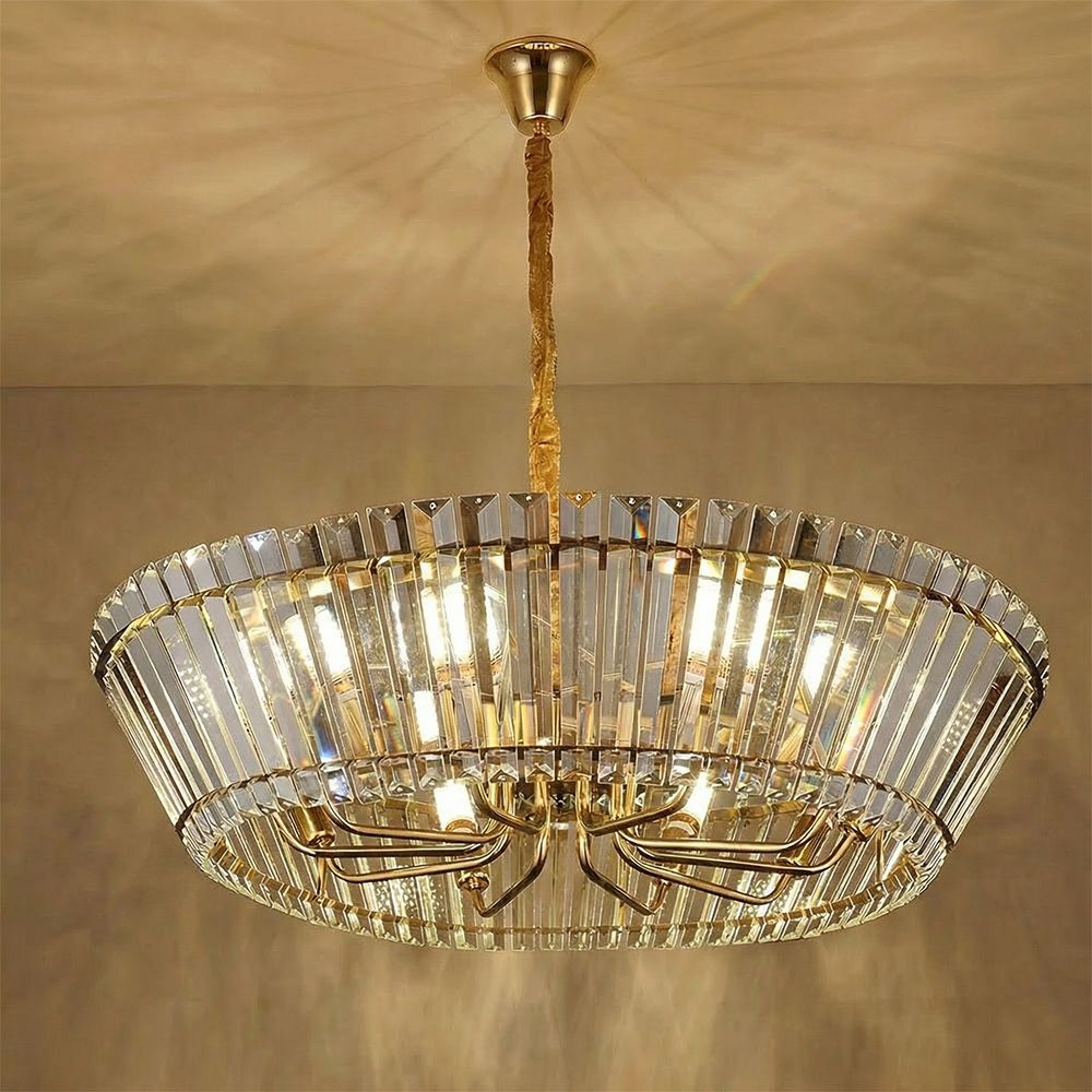 Maeve 10 Lights Modern Crystal Chandelier 75cm - Gold