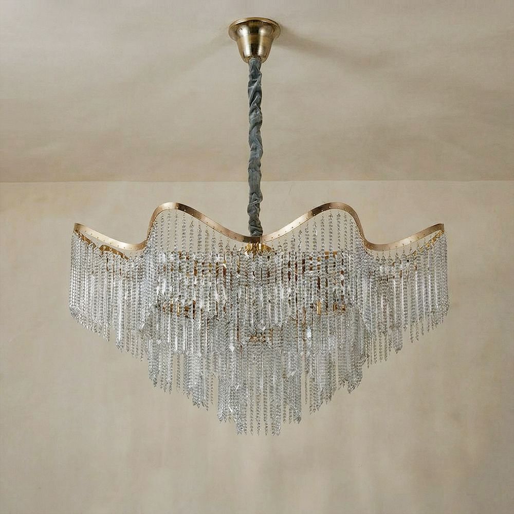 Zahra 20-Light Crystal Chandelier – Crystal & Metal – Gold – 95 cm