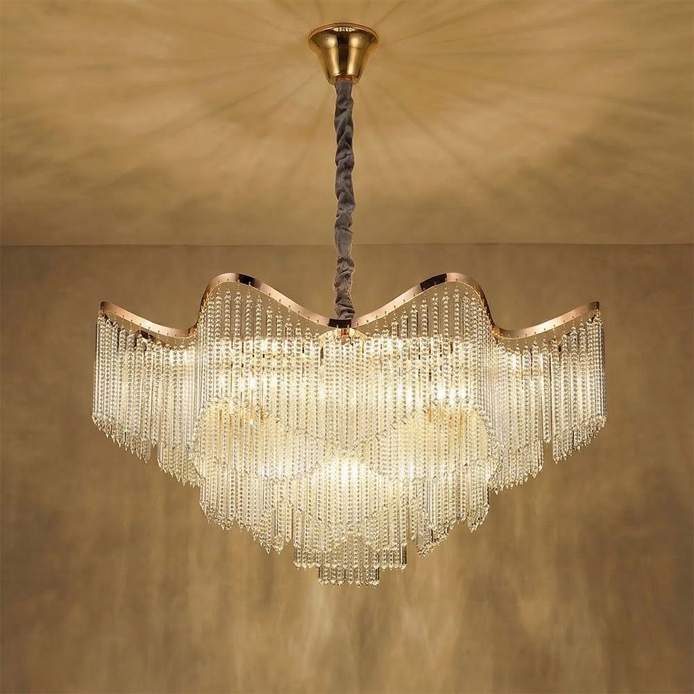 Zahra 20-Light Crystal Chandelier – Crystal & Metal – Gold – 95 cm