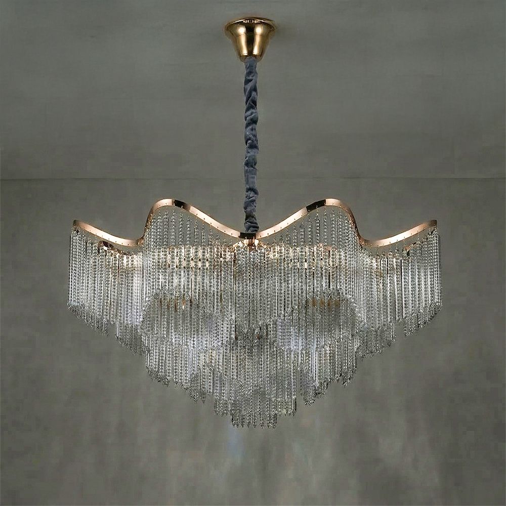 Zahra 20-Light Crystal Chandelier – Crystal & Metal – Gold – 95 cm