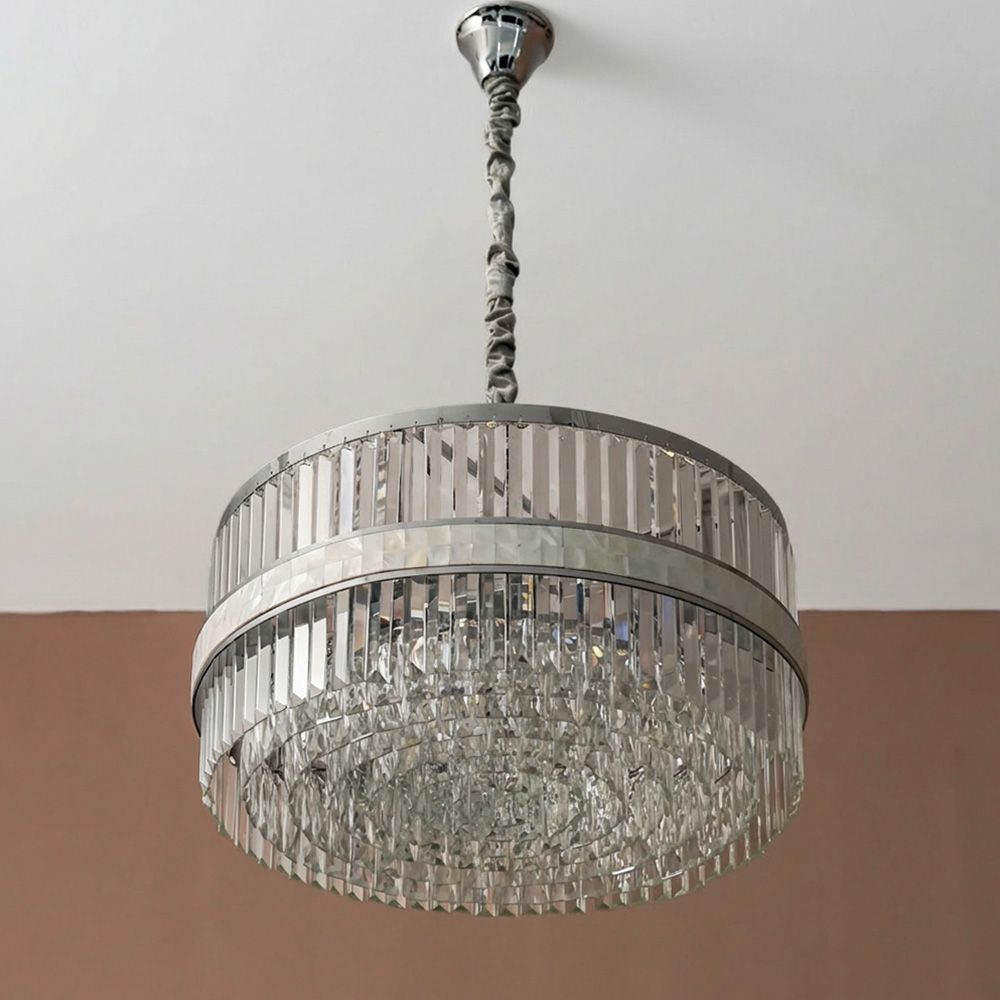 Mabel 10-Light Crystal Chandelier – Crystal & Metal – Chrome – 60 cm 