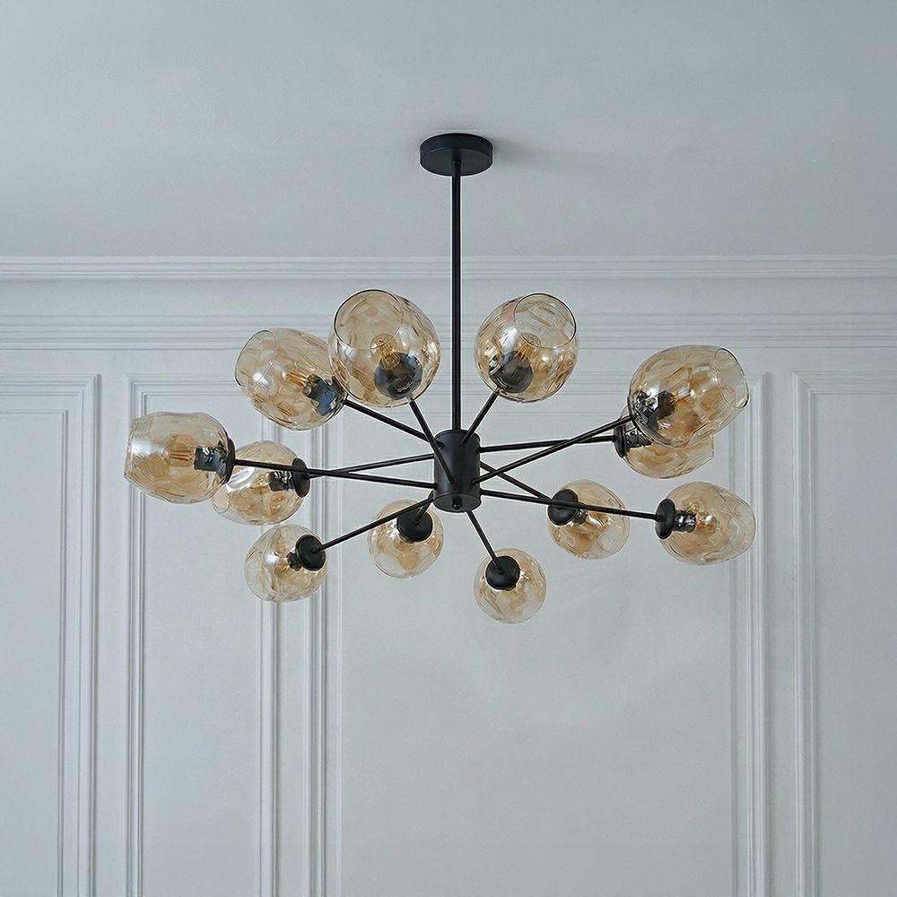 Burnes 12-Light Chandelier - Black  - 108xH75 cm