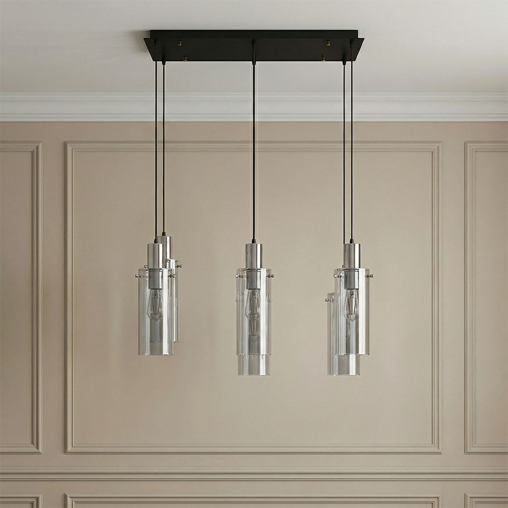 Delight 6-Light Glass Chandelier - Smoke Black - 70 cm 