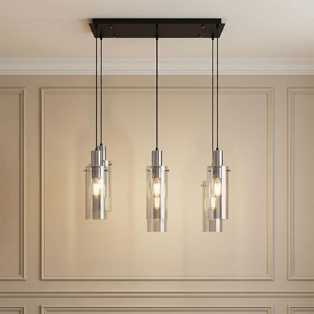 Delight 6 Lights Glass Chandelier - 70cm Smoke Black