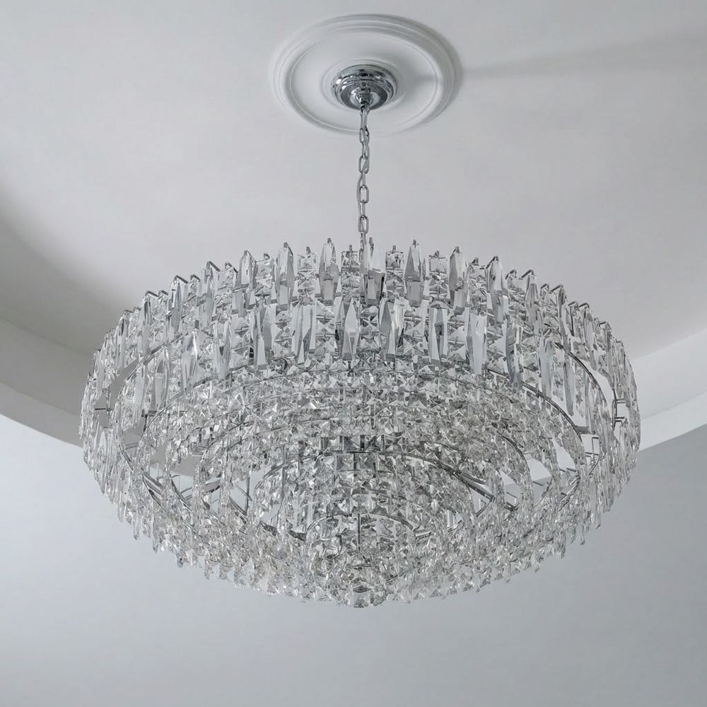 Amira 30-Light Crystal Chandelier - Chrome - 100 cm