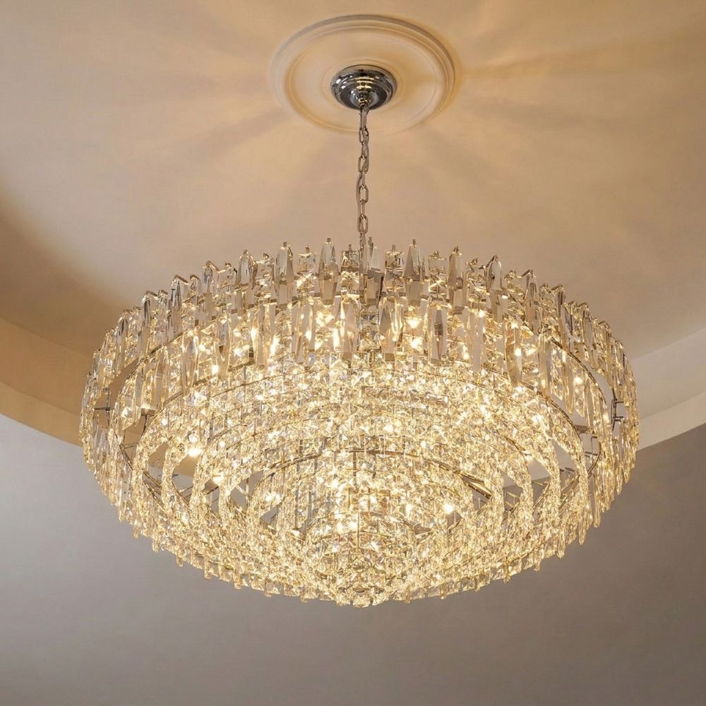 Amira 30-Light Crystal Chandelier - Chrome - 100 cm