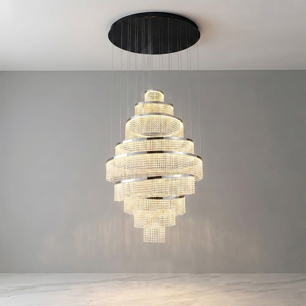 Almas Led Staircase Chandelier Adjustable 4Meter Chrome